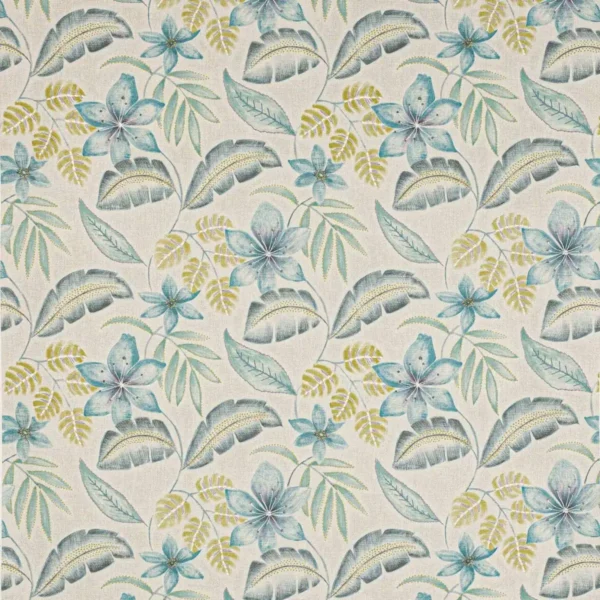 Sunara Fabric - Blue by blue botanical printed fabric from Jane Churchill