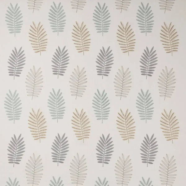 Ferndown Fabric - Grey by black-grey botanical embroideried fabric from Jane Churchill