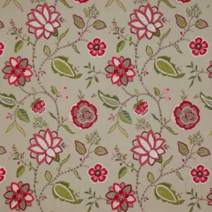 multicolour botanical embroideried fabric from Jane Churchill