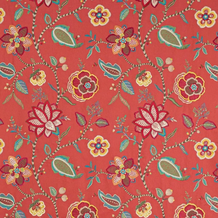 Havana Fabric - Bright Red / Multi swatch