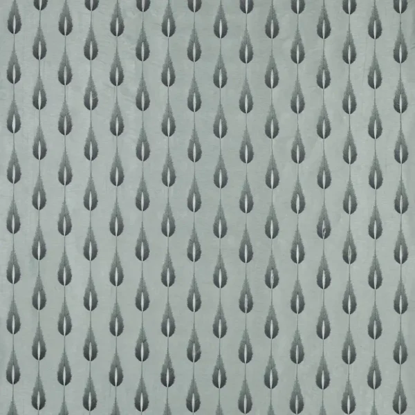 Plato Fabric - Silver by black-grey botanical embroideried fabric from Jane Churchill