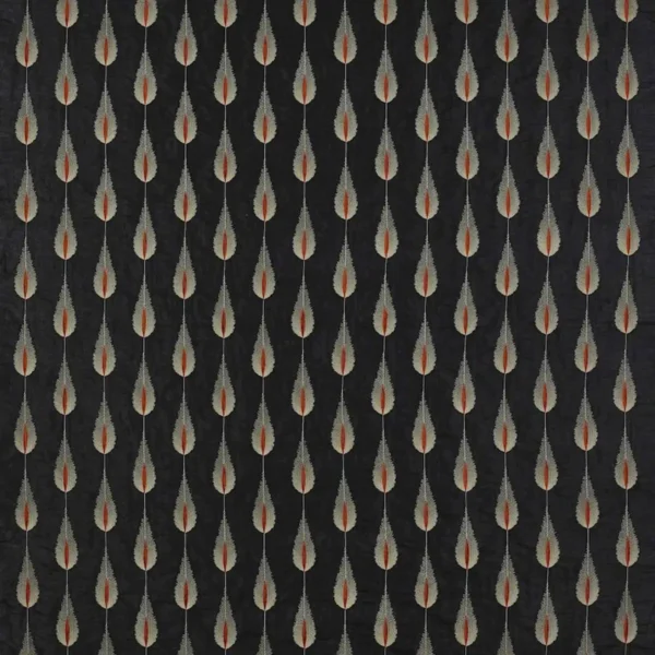 Plato Fabric - Charcoal by black-grey botanical embroideried fabric from Jane Churchill