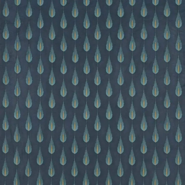 Plato Fabric - Midnight / Gold by blue botanical embroideried fabric from Jane Churchill
