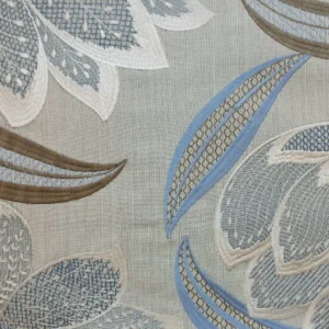 blue botanical embroideried fabric from Jane Churchill