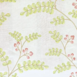 green botanical embroideried fabric from Jane Churchill
