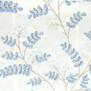 blue botanical embroideried fabric from Jane Churchill