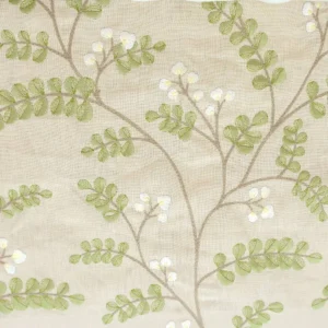 green botanical embroideried fabric from Jane Churchill