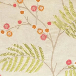 green botanical embroideried fabric from Jane Churchill