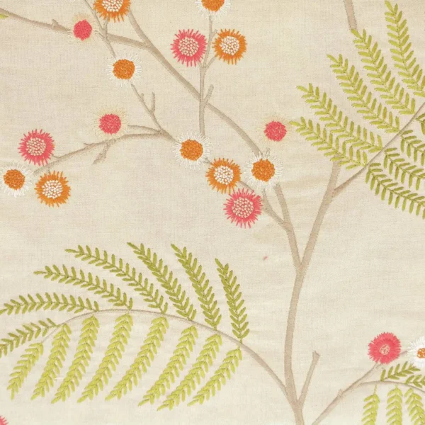 Inglewood Fabric - Red / Green by green botanical embroideried fabric from Jane Churchill