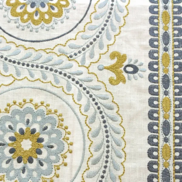 Holmewood Fabric - Blue by blue botanical embroideried fabric from Jane Churchill