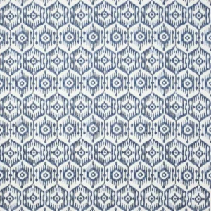 blue geometric embroideried fabric from Jane Churchill