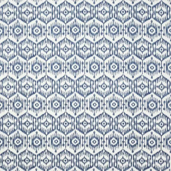 Malay Fabric - Blue by blue geometric embroideried fabric from Jane Churchill