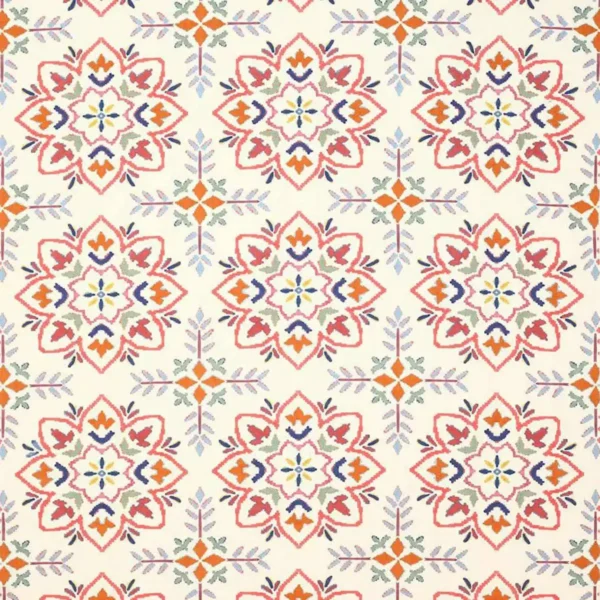 multicolour geometric printed fabric from Jane Churchill