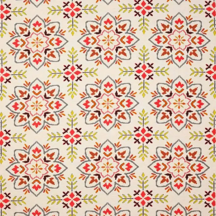 Chintal Fabric - Charcoal / Red swatch