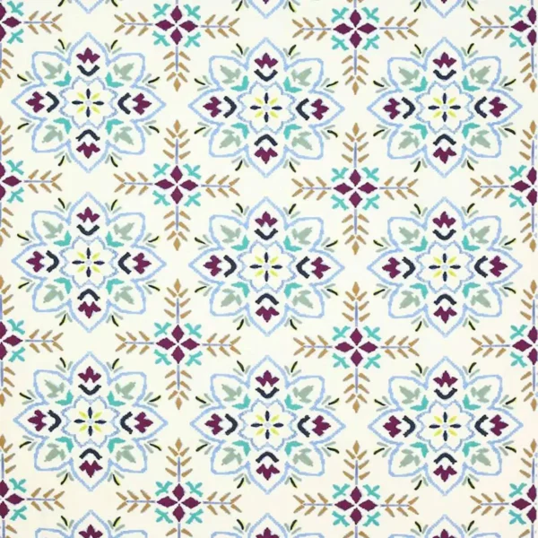 Chintal Fabric - Blue / Aqua by multicolour geometric printed fabric from Jane Churchill