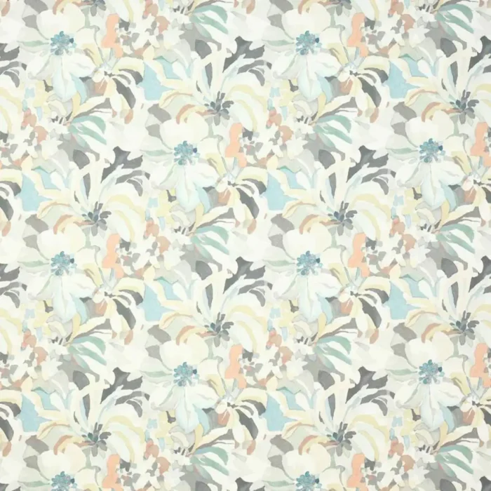 Hot House Fabric - Grey / Aqua swatch