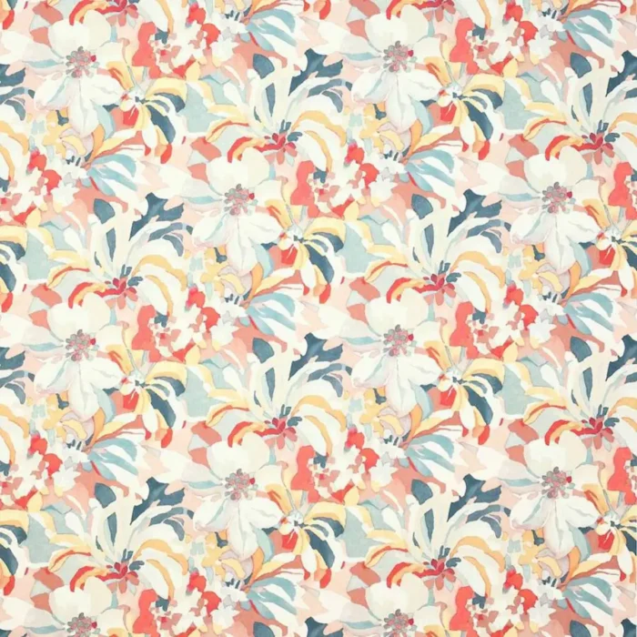 Hot House Fabric - Red / Aqua swatch