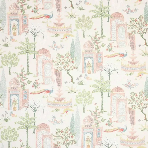 Persian Grove Fabric - Pink / Grey by multicolour animal printed fabric from Jane Churchill