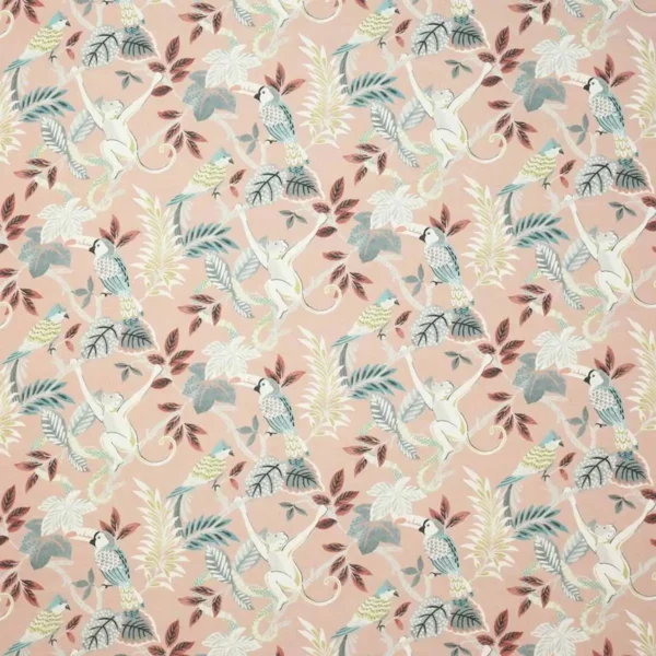 Indira Fabric - Pink / Grey by multicolour animal printed fabric from Jane Churchill