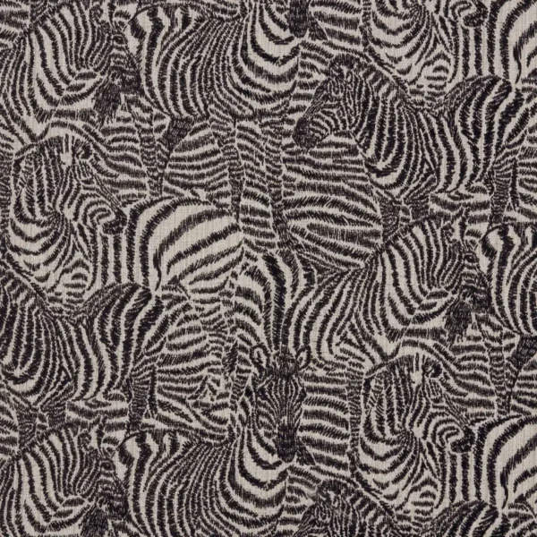 Hector Fabric - Ebony by black-grey animal jacquard fabric from Kai
