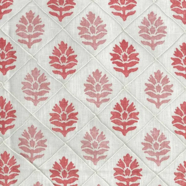 Camille Fabric - Coral / Pink by pink botanical embroideried fabric from Nina Campbell