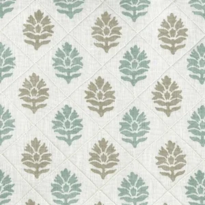 blue botanical embroideried fabric from Nina Campbell