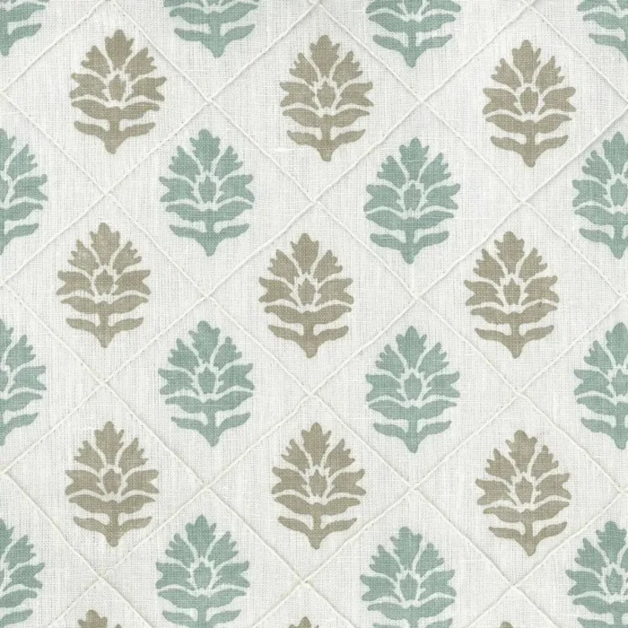 Camille Fabric - Aqua / Beige swatch