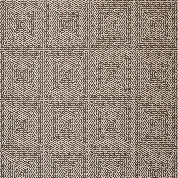 Mourlot Fabric - Bitter Chocolate by brown geometric jacquard fabric from Nina Campbell