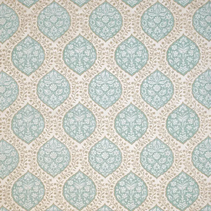 Marguerite Fabric - Aqua / Taupe swatch