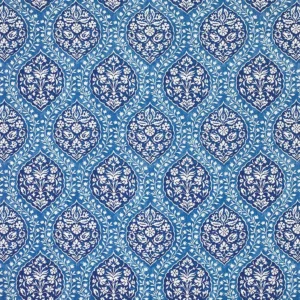 blue botanical woven fabric from Nina Campbell
