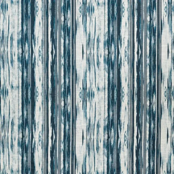 Pampelonne Fabric - Indigo by blue striped jacquard fabric from Nina Campbell
