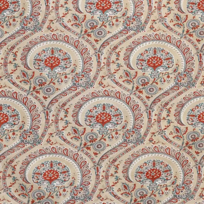 Les Indiennes Fabric - Red / Teal swatch