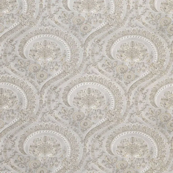 Les Indiennes Fabric - Grey by black-grey botanical linen fabric from Nina Campbell