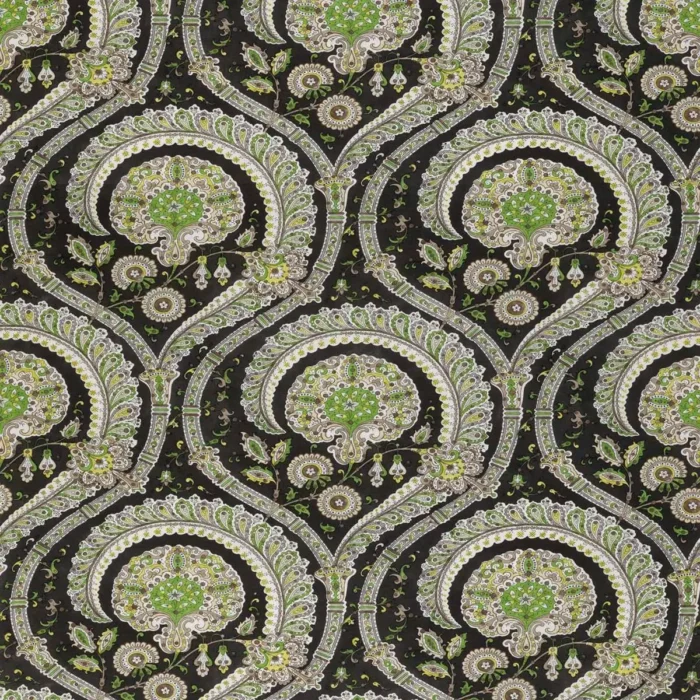 Les Indiennes Fabric - Green / Black swatch