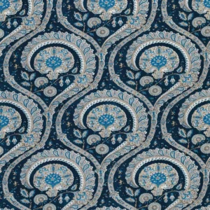 blue botanical linen fabric from Nina Campbell