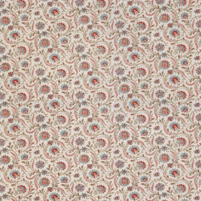 Baville Fabric - Red / Teal swatch