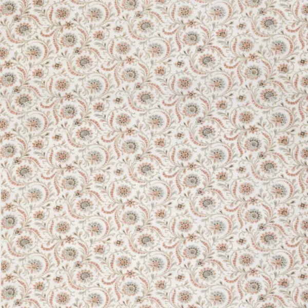 Baville Fabric - French Grey / Pink by black-grey botanical linen fabric from Nina Campbell
