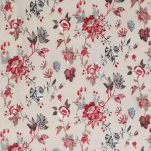 red botanical embroideried fabric from Nina Campbell