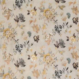 multicolour botanical embroideried fabric from Nina Campbell