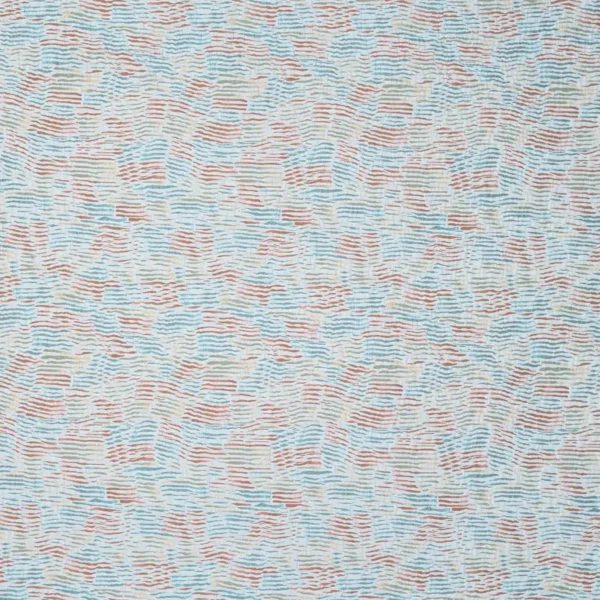 Arles Fabric - Coral / Aqua / Ochre by multicolour misc jacquard fabric from Nina Campbell