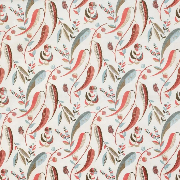 Colbert Fabric - Coral / Aqua swatch