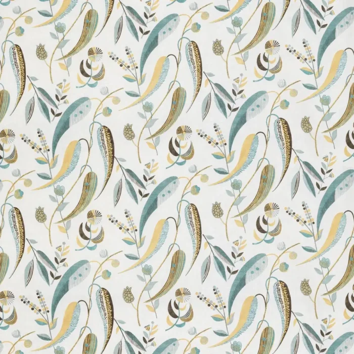Colbert Fabric - Aqua / Ochre swatch