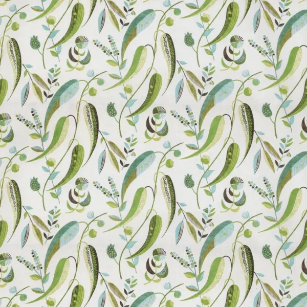 green botanical woven fabric from Nina Campbell