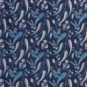 blue botanical woven fabric from Nina Campbell