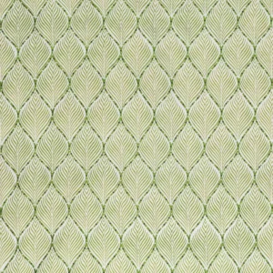 green geometric embroideried fabric from Nina Campbell