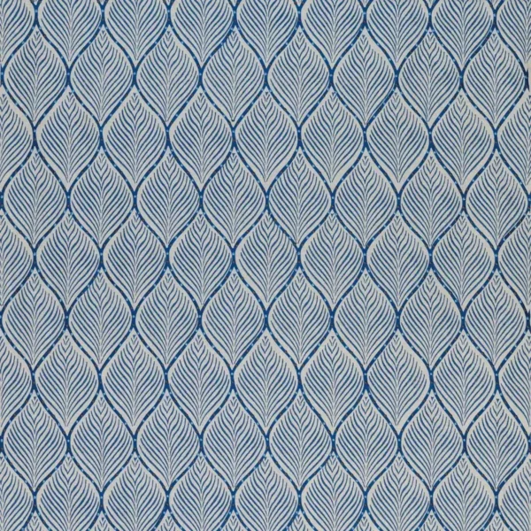 blue geometric embroideried fabric from Nina Campbell