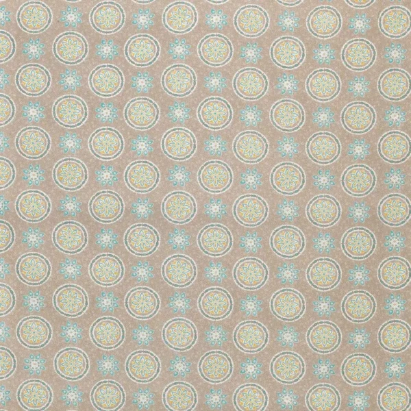 Garance Fabric - Taupe / Aqua / Yellow by blue botanical linen fabric from Nina Campbell