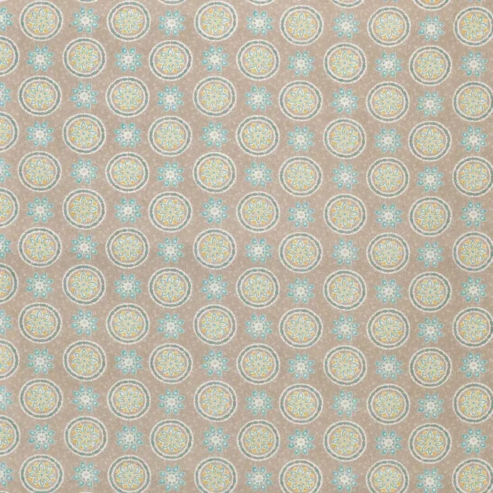 Garance Fabric - Taupe / Aqua / Yellow swatch