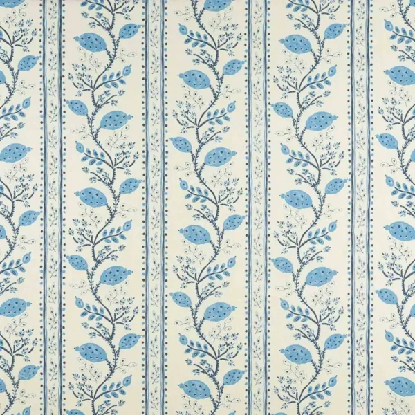 blue botanical linen fabric from Nina Campbell