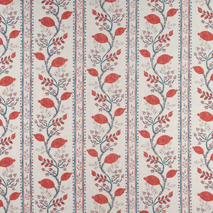 Pomegranate Trail Fabric - Red / French Blue / Natural swatch
